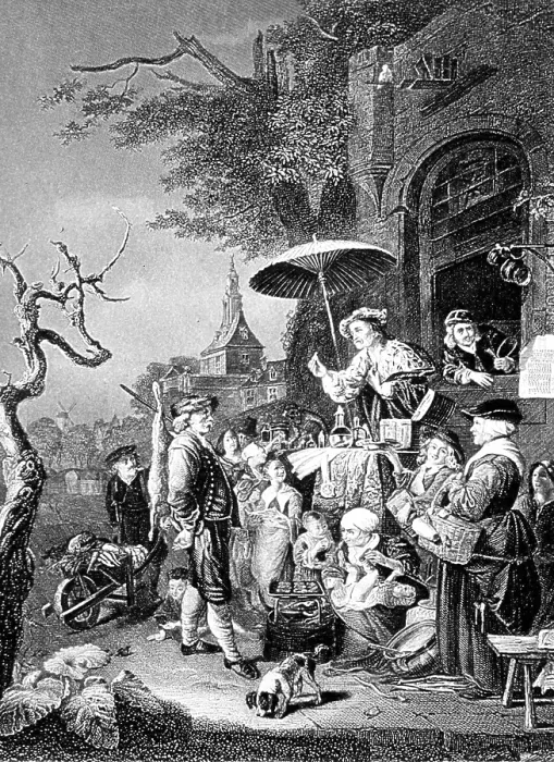 Gerahmter Druck : Der Quack, 1652. Gerahmter Druck : Der Quack, 1652.