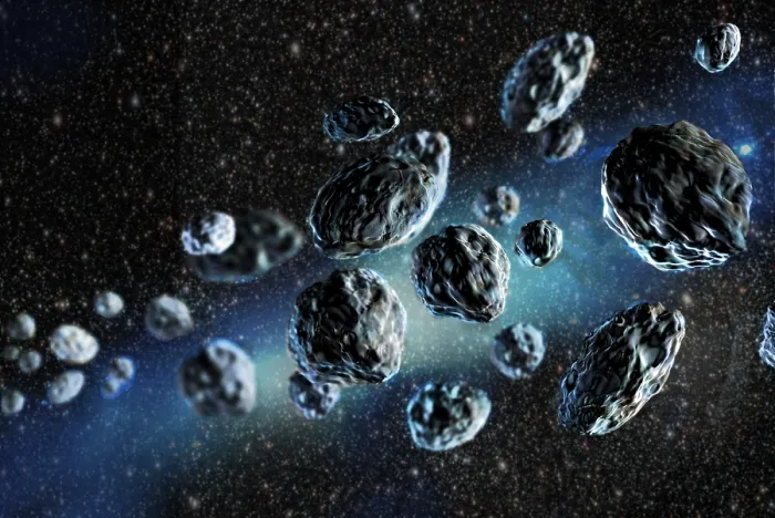 Gerahmter Druck : Asteroidencluster, Illustration. Gerahmter Druck : Asteroidencluster, Illustration.