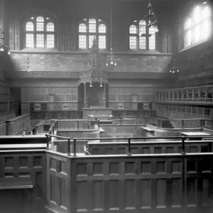 Print of Birmingham Law Courts interior, showing a Civil Court room in 1891 Print of Birmingham Law Courts interior, showing a Civil Court room in 1891