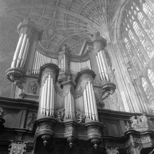 Print of Kings College Chapel interior featuring the organ Print of Kings College Chapel interior featuring the organ