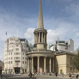 Print of Broadcasting House and Langham Place, London