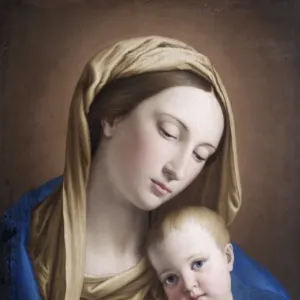 Print of Giovanni Batista Salvi's Virgin and Child in oil on canvas Print of Giovanni Batista Salvi's Virgin and Child in oil on canvas