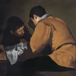 Print of Two Young Men at a Table Print of Two Young Men at a Table