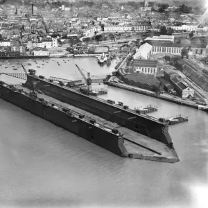 Floating Dock Print, Aerial View of Southampton, 1928