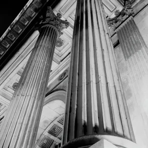 Print of Wellington Arch, a London landmark featuring two stone columns