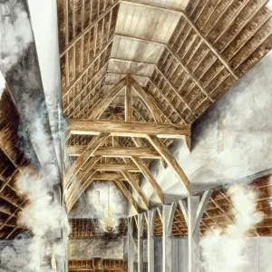 Lindisfarne Priory Print - Saxon Church Reconstruction 652 AD Lindisfarne Priory Print - Saxon Church Reconstruction 652 AD