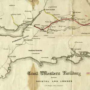 GWR 1834 Print: Proposed London to Bristol Railway Map