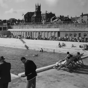 Penzance Lido Print, Late 1930s Art Deco View Penzance Lido Print, Late 1930s Art Deco View