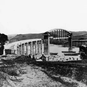 Construction of the Royal Albert Bridge Print, 1858 Construction of the Royal Albert Bridge Print, 1858