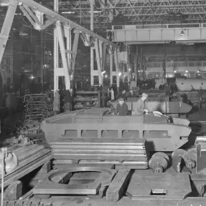 Print of Tanks under Construction in A Erecting Shop, Swindon Works 1941 Print of Tanks under Construction in A Erecting Shop, Swindon Works 1941