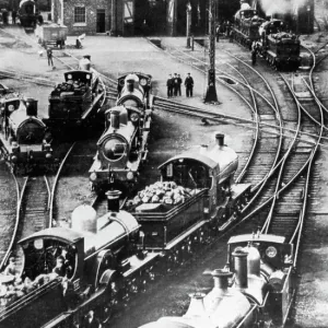 Exeter Running Shed Print, 1906 Black and White Photograph Exeter Running Shed Print, 1906 Black and White Photograph