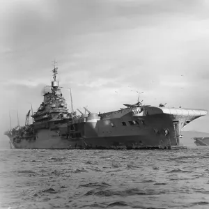 HMS Indomitable Print: Aircraft Carrier Moored at Sea HMS Indomitable Print: Aircraft Carrier Moored at Sea