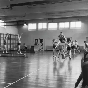 1950s School Fitness Class Print 1950s School Fitness Class Print