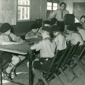 Boy Scouts Learning Morse Code Print, 1950 Boy Scouts Learning Morse Code Print, 1950