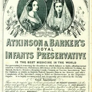 Atkinson and Barkers Royal Infants Preservative Print, 1869 Atkinson and Barkers Royal Infants Preservative Print, 1869