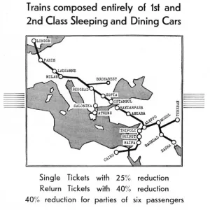 1937 Simplon-Orient Express and Taurus Express Route Print 1937 Simplon-Orient Express and Taurus Express Route Print