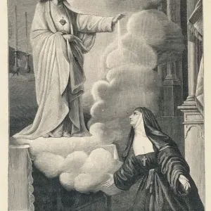 Alacoque's Vision 1675 Print: Marguerite-Marie Alacoque at Paray-le-Mondial Alacoque's Vision 1675 Print: Marguerite-Marie Alacoque at Paray-le-Mondial