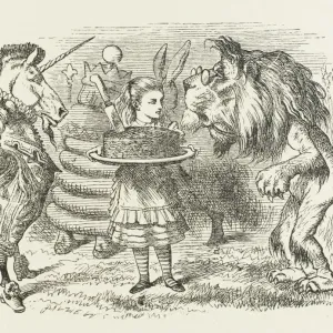 Alice with the Lion and the Unicorn Print Alice with the Lion and the Unicorn Print