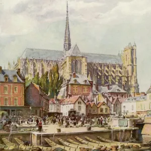 Amiens Cathedral Print, circa 1910 Amiens Cathedral Print, circa 1910