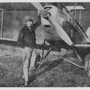 Amy Johnson Standing next to the Gypsy Moth Print Amy Johnson Standing next to the Gypsy Moth Print