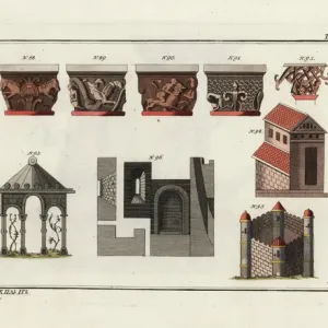 Anglo Saxon Architecture Print, 1798 Anglo Saxon Architecture Print, 1798