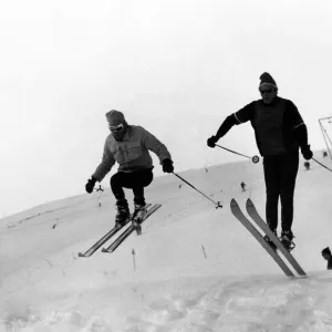 Athletic Skiers Print, Switzerland, 1960s Athletic Skiers Print, Switzerland, 1960s