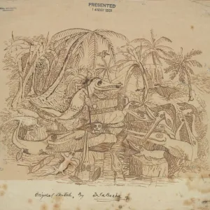 Professor Ichthyosaurus Print c.1830 by Henry T De la Beche