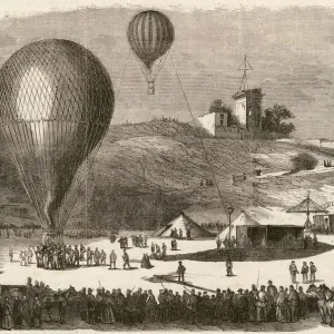 Ballon-Poste 1871 Print: Montmartre Mail Balloon Departure Ballon-Poste 1871 Print: Montmartre Mail Balloon Departure