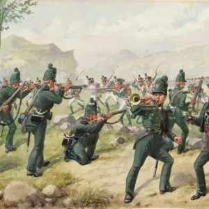 Watercolour Print of the Battle of the Pyrenees, 1813 Watercolour Print of the Battle of the Pyrenees, 1813