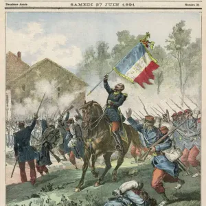Print of the Battle of Solferino, a decisive Italian victory near Verona