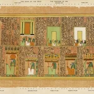 Print of Ani and his wife approaching the Seven Gates of Arit Print of Ani and his wife approaching the Seven Gates of Arit