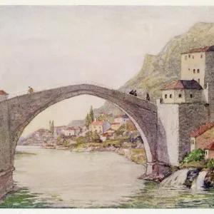 Bosnia Mostar 1928 Print of the River Bosnia Mostar 1928 Print of the River