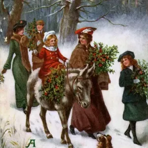 Bringing in the Holly Christmas Print circa 1908 Bringing in the Holly Christmas Print circa 1908