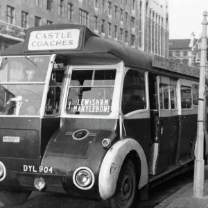 Castle Coaches Bus at a London Bus Stop, 1940 Print