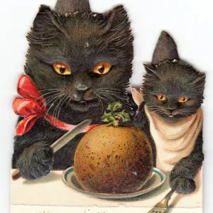 Black Cat and Kitten Print circa 1890s Black Cat and Kitten Print circa 1890s