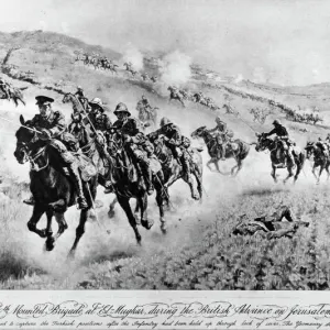 Charge of the mounted brigade at El-Mughar, 1917 Print Charge of the mounted brigade at El-Mughar, 1917 Print