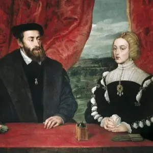 Renaissance Print of Charles V and Isabella by Rubens, 1628 Renaissance Print of Charles V and Isabella by Rubens, 1628