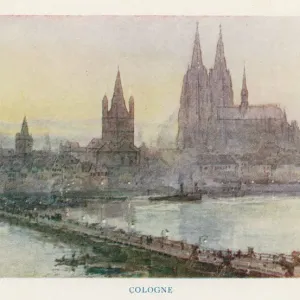 Cologne Print: Rhine Cityscape Across the River Cologne Print: Rhine Cityscape Across the River