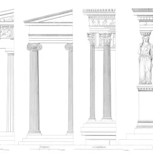 Classical Greek Orders in Architectural Columns Print Classical Greek Orders in Architectural Columns Print