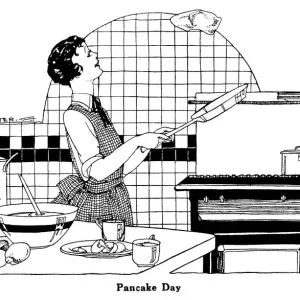 Mary Evans Print: Cooking a Pancake She Tosses Mary Evans Print: Cooking a Pancake She Tosses