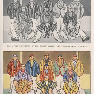 Fougasse's 1932 Print of Gaudy Cricket Blazers Fougasse's 1932 Print of Gaudy Cricket Blazers