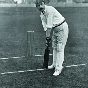Black and White Print of Newham W. Newham Cricketer in Sussex Uniform Black and White Print of Newham W. Newham Cricketer in Sussex Uniform
