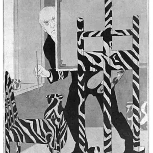 Lieut.-Commander Norman Wilkinson at Work in His Studio Print 1919 Lieut.-Commander Norman Wilkinson at Work in His Studio Print 1919