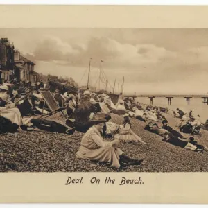 Deal Beach Print: Pebbles and Deckchairs Deal Beach Print: Pebbles and Deckchairs