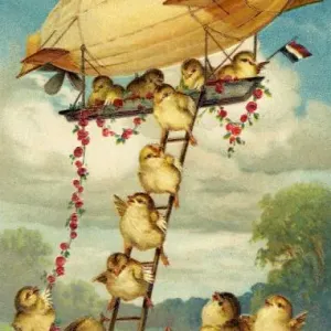 Airship Chicks Descend Print Airship Chicks Descend Print