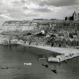 Whitby Harbour and St Hildas Abbey Print, Yorkshire Whitby Harbour and St Hildas Abbey Print, Yorkshire