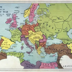 Europe Map Print C1914 - World War One Eve Europe Map Print C1914 - World War One Eve