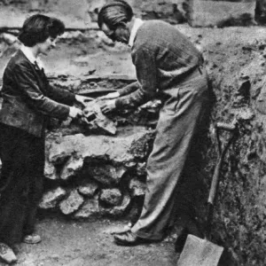 Print of excavations at Monkwell Street, City of London Print of excavations at Monkwell Street, City of London