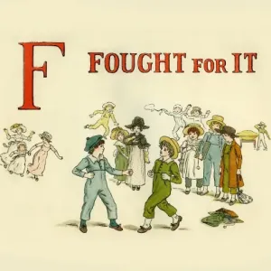 Kate Greenaway's Fought for it From A Apple Pie Print 1886 Kate Greenaway's Fought for it From A Apple Pie Print 1886