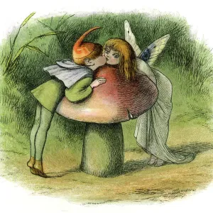 Print of an Elf-Fairy Romance Scene Print of an Elf-Fairy Romance Scene